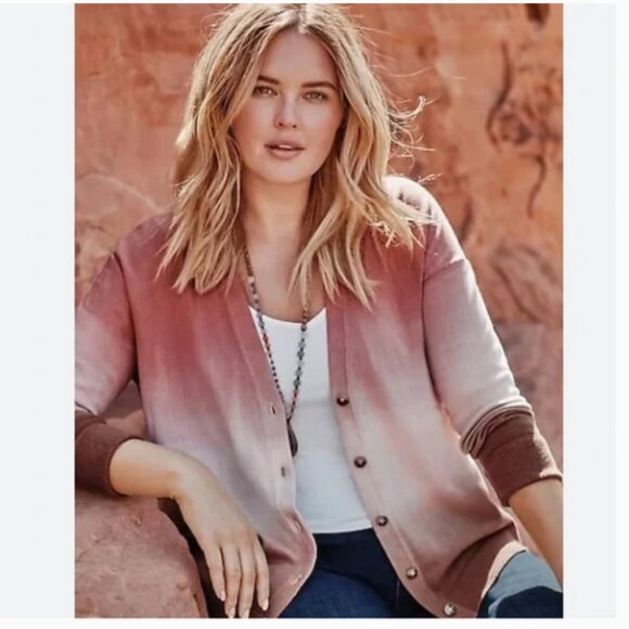J. Jill Sweaters - J.Jill Cardigan Women's Medium Dip Dyed Sunset Ombré Sweater